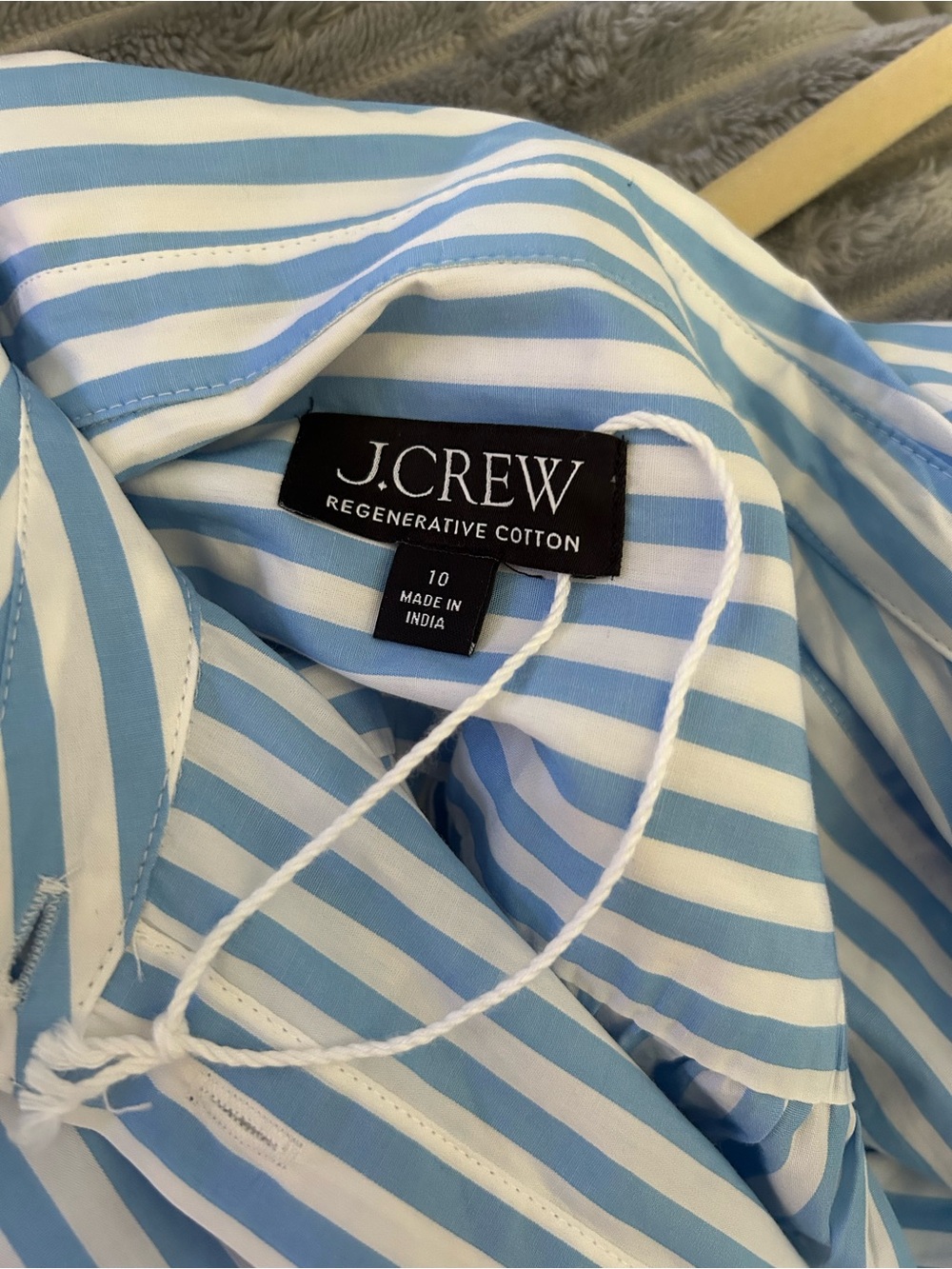 J. Crew Light Blue and White Striped Shirt Dress - Picture 4 of 4